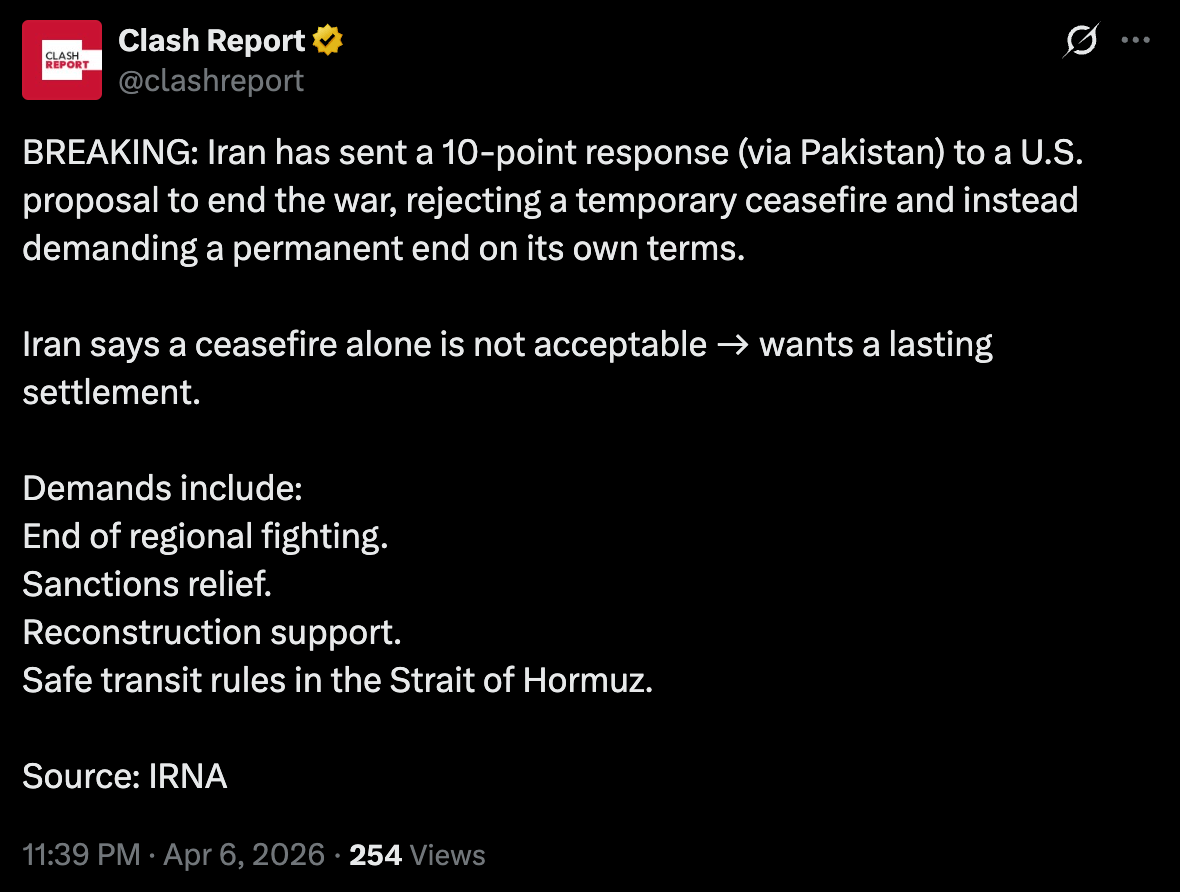 이란 종전안 10개 조항 제시 | mbong.kr 엠봉