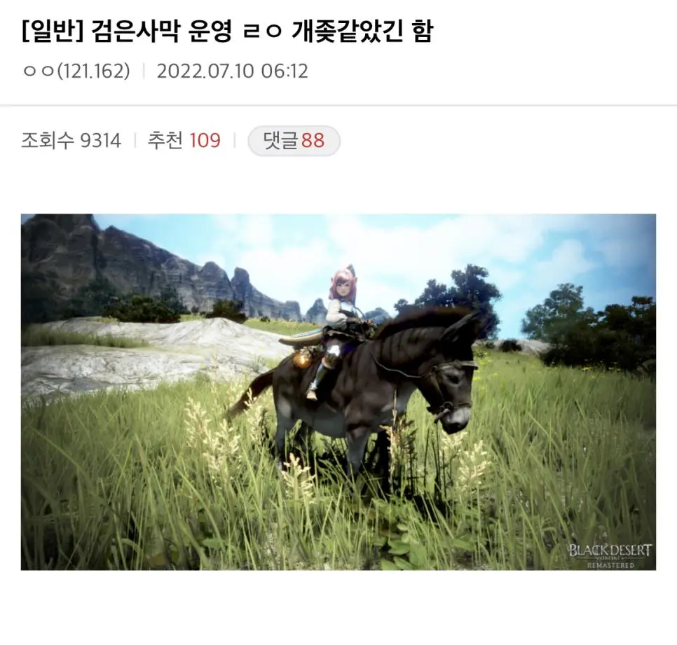 검은사막 운영이 맘에 안들었던 디시인.jpg | mbong.kr 엠봉