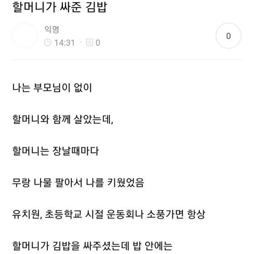 할머니가 싸주신 김밥 | 인스티즈