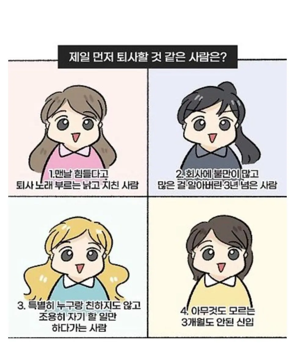 다음 중 가장 먼저 퇴사할 것 같은 사람은? | 인스티즈