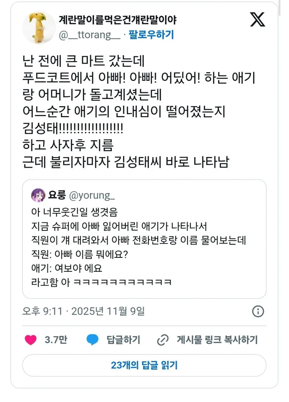 미아가 된 아빠를 찾다가 빡친 아기의 사자후 | 인스티즈