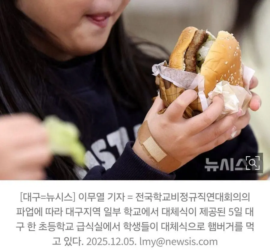학교급식 파업으로 햄버거가 대신 나옴 | 인스티즈