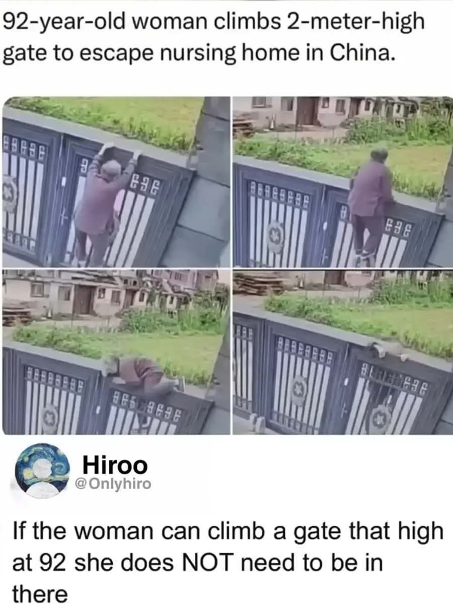 92세 할머니가 2m 높이 요양원 담장을 넘어 도망쳤대 | mbong.kr 엠봉