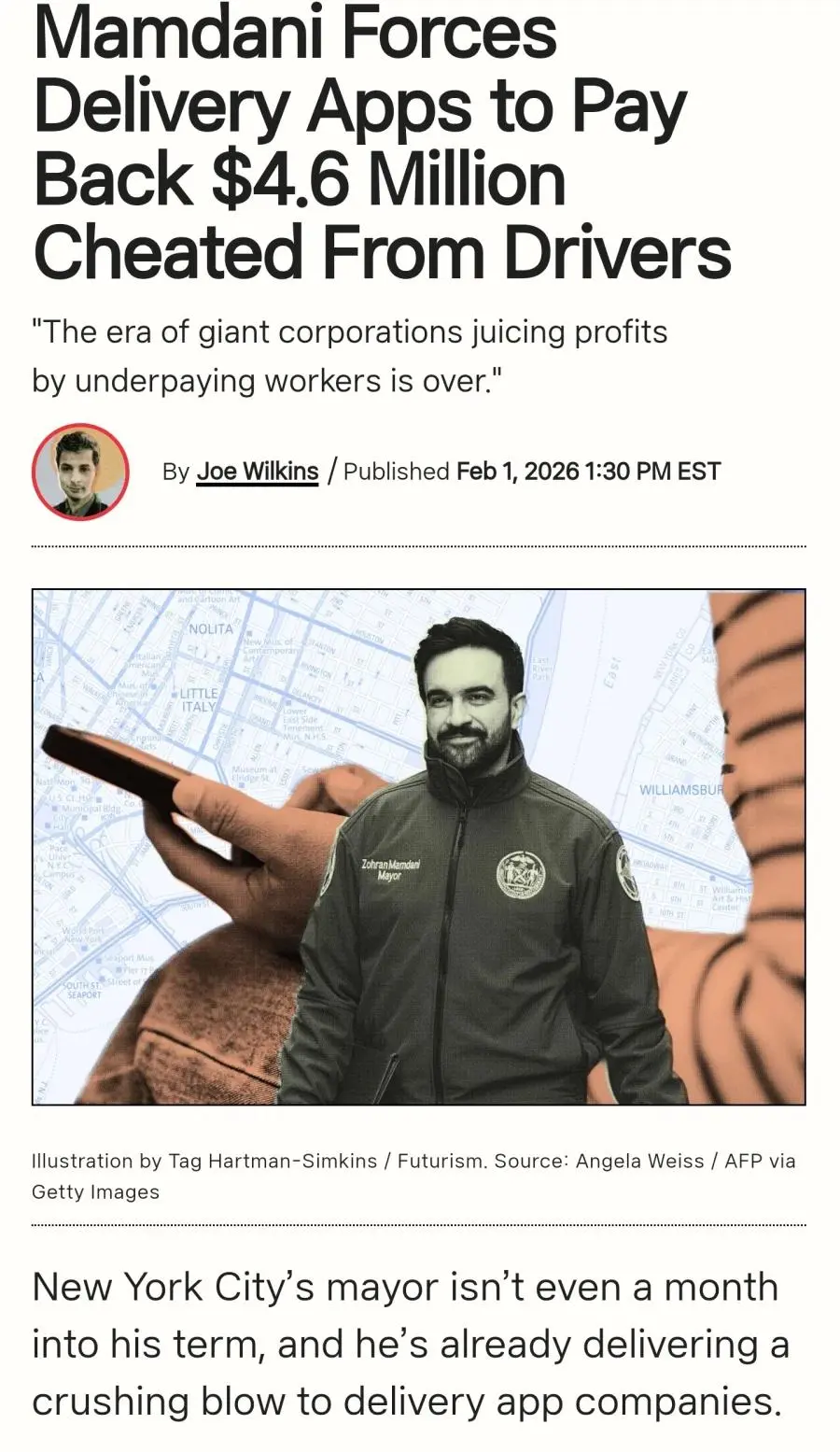 새로 뽑힌 미국 뉴욕 시장