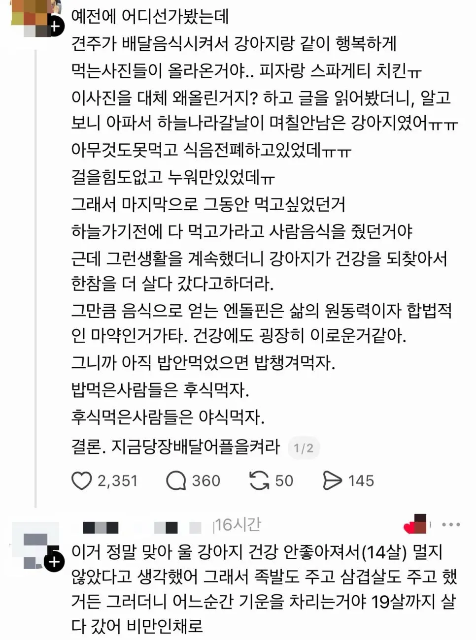 강아지에게 배달음식을 먹인 이유. | mbong.kr 엠봉
