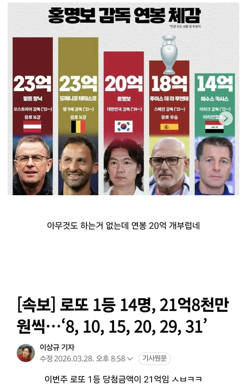 홍명보 연봉 체감 | mbong.kr 엠봉