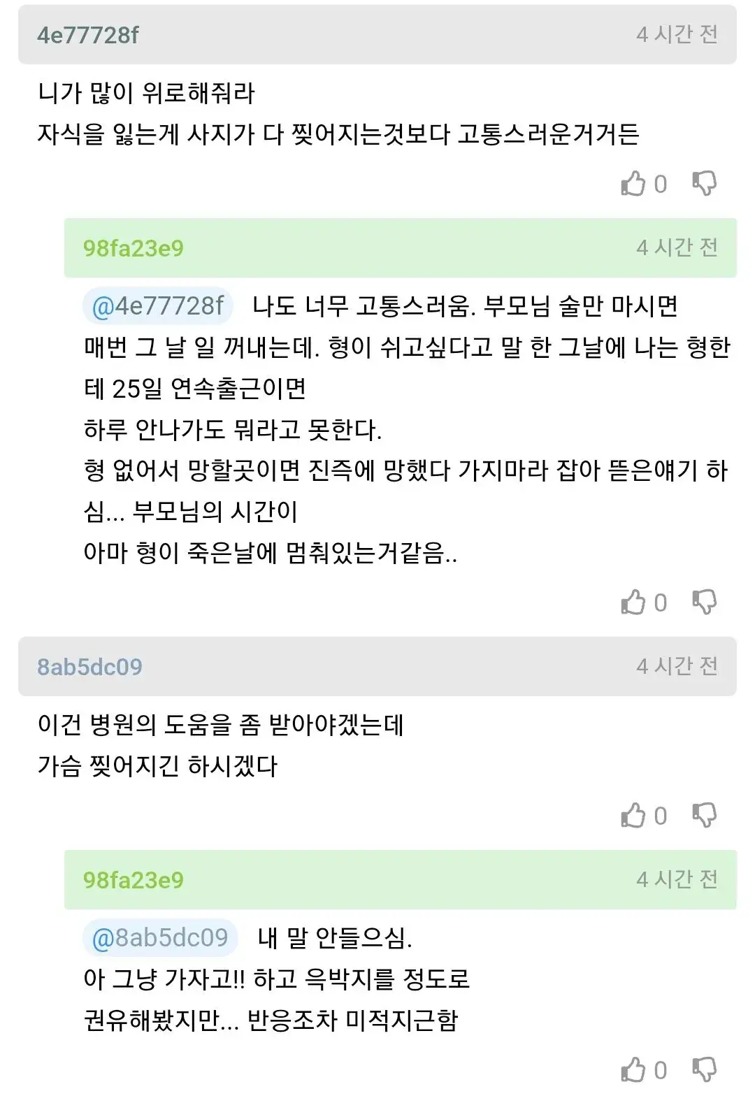 형이 과로사하고 집안이 망가진 거 같음 | mbong.kr 엠봉