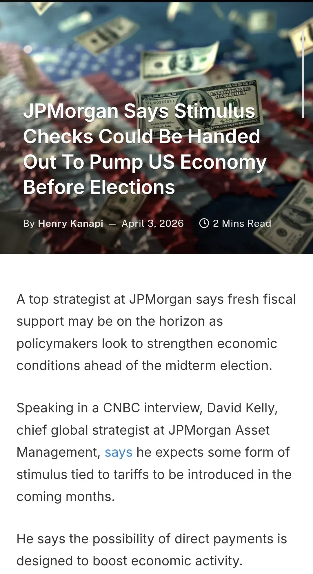 JP모간) 중간선거 전 현금쿠폰 지급 가능성 높아 | mbong.kr 엠봉