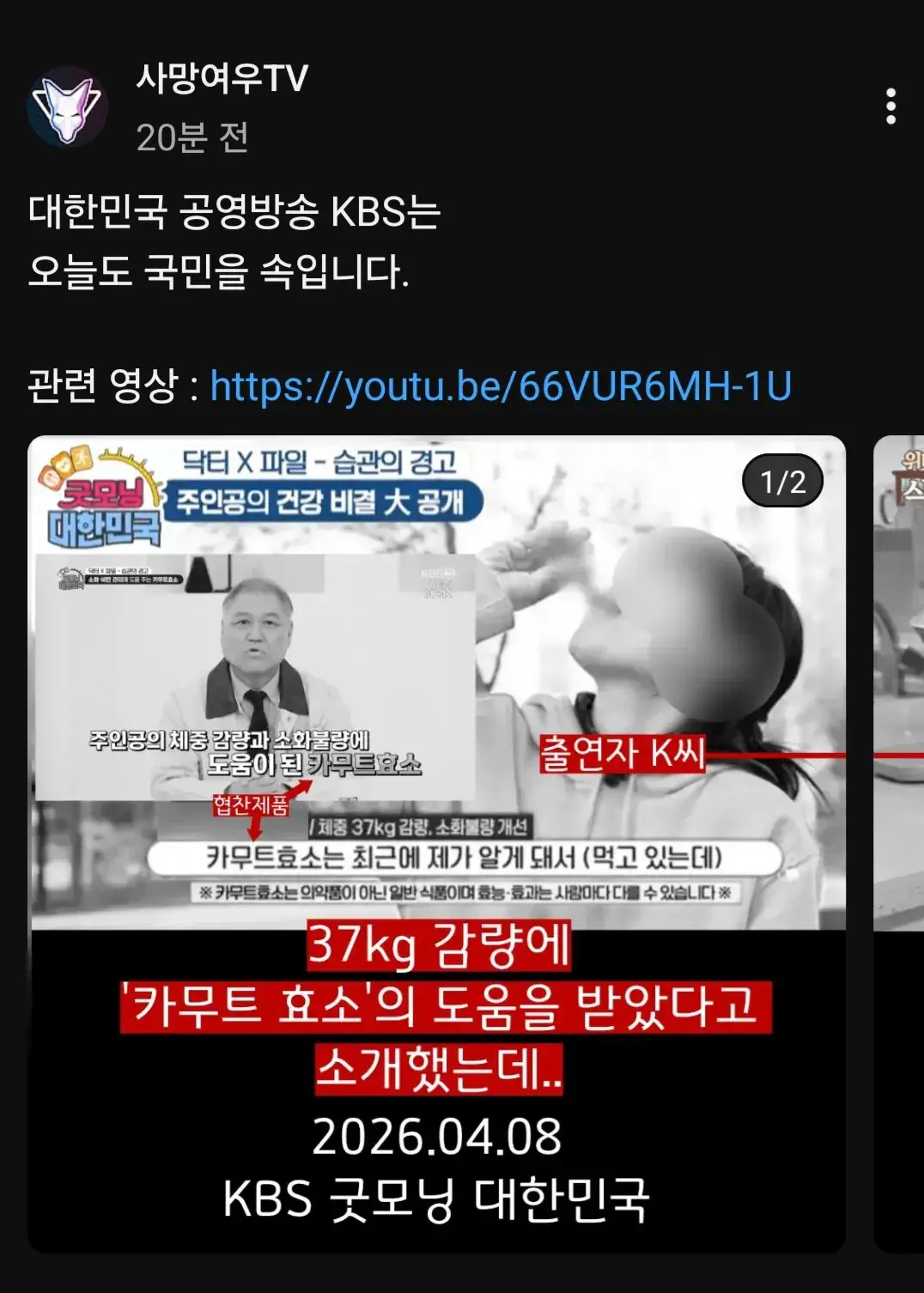 유튜브채널 '사망여우' 근황 | mbong.kr 엠봉