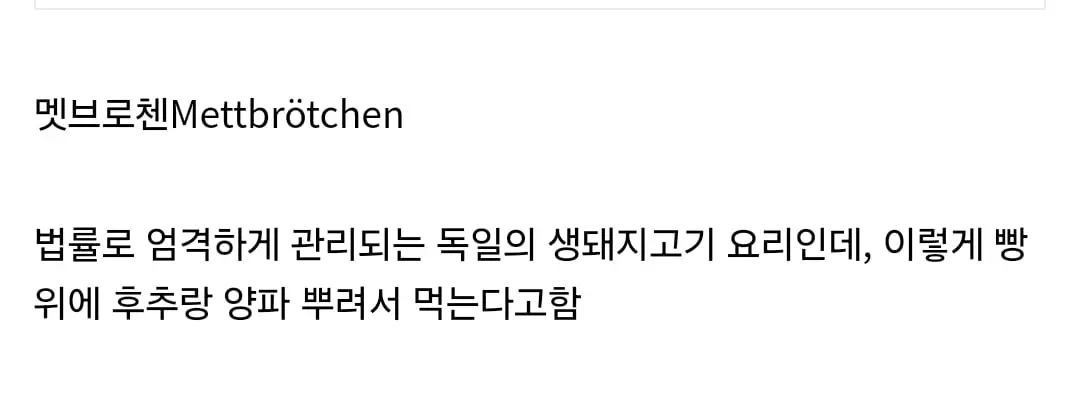 독일 돼지 생고기 요리 | mbong.kr 엠봉