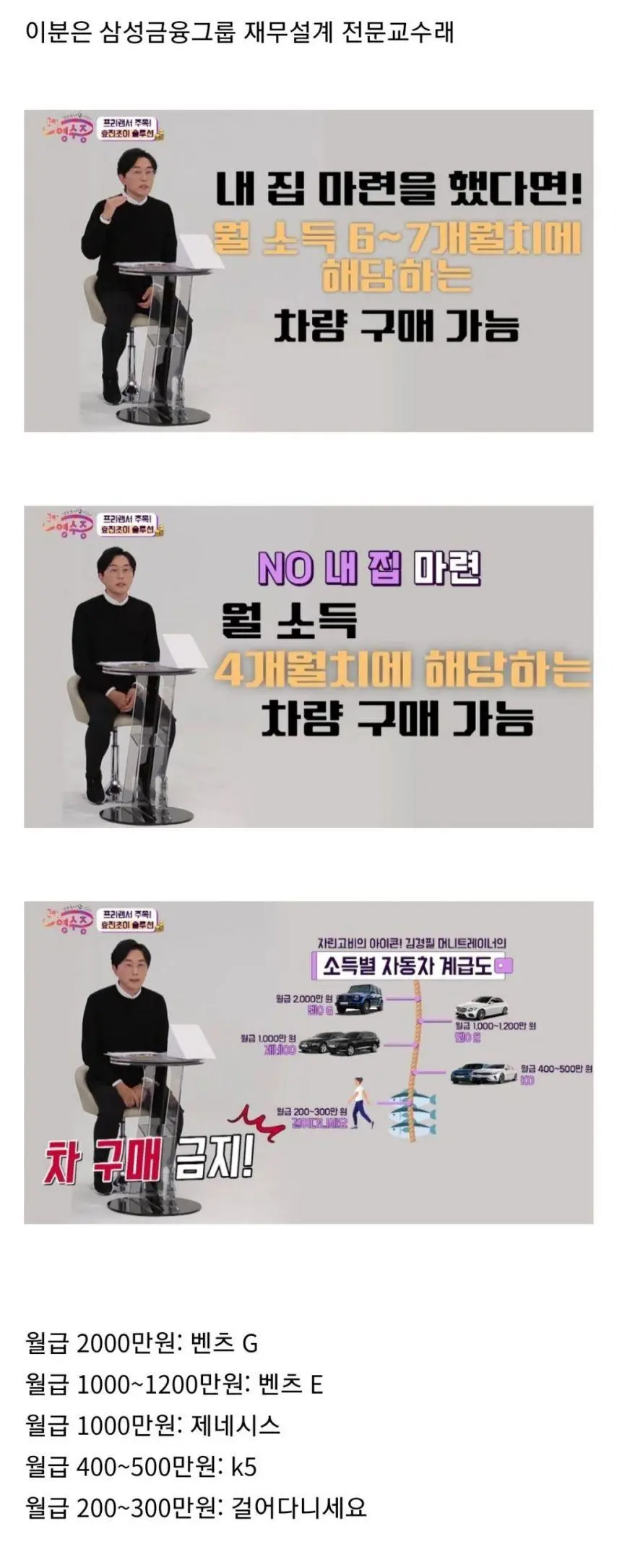 월급별 살 수 있는 자동차.jpg | mbong.kr 엠봉