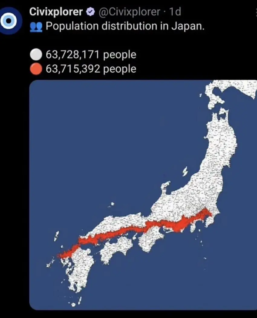 일본의 인구 집중도 | mbong.kr 엠봉