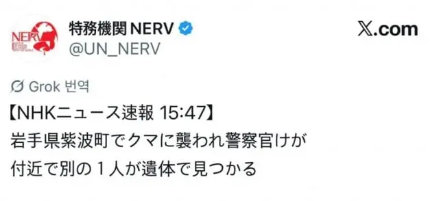 NHK 속보) 일본 경찰관 곰한테 습격 | mbong.kr 엠봉