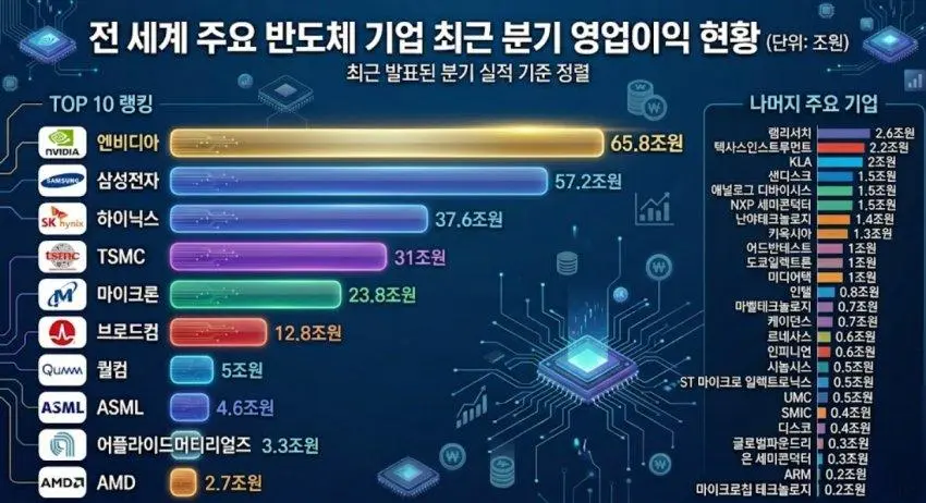 전세계 반도체 기업 최근 분기 영업이익 .jpg | mbong.kr 엠봉