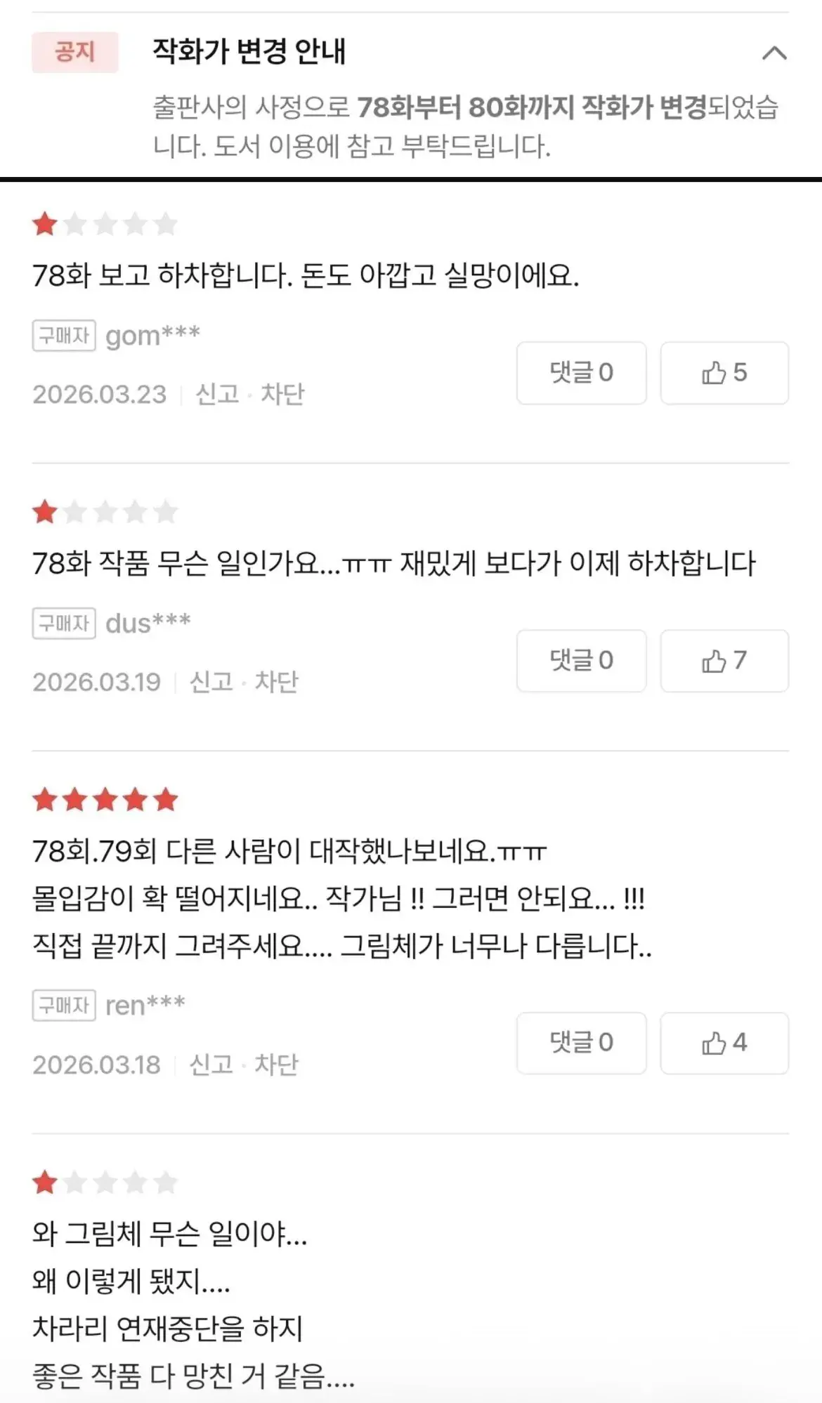 웹툰 그림체 바뀌어서 실망이라는 독자들 | mbong.kr 엠봉